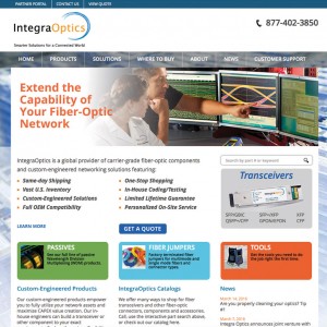 Image of IntegraOptiocs website designed by Blass Marketing